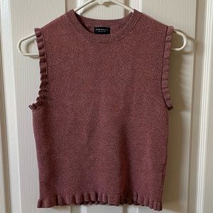 Club Monaco Pink Italian Knit Sleeveless Frilled Top Women’s XS